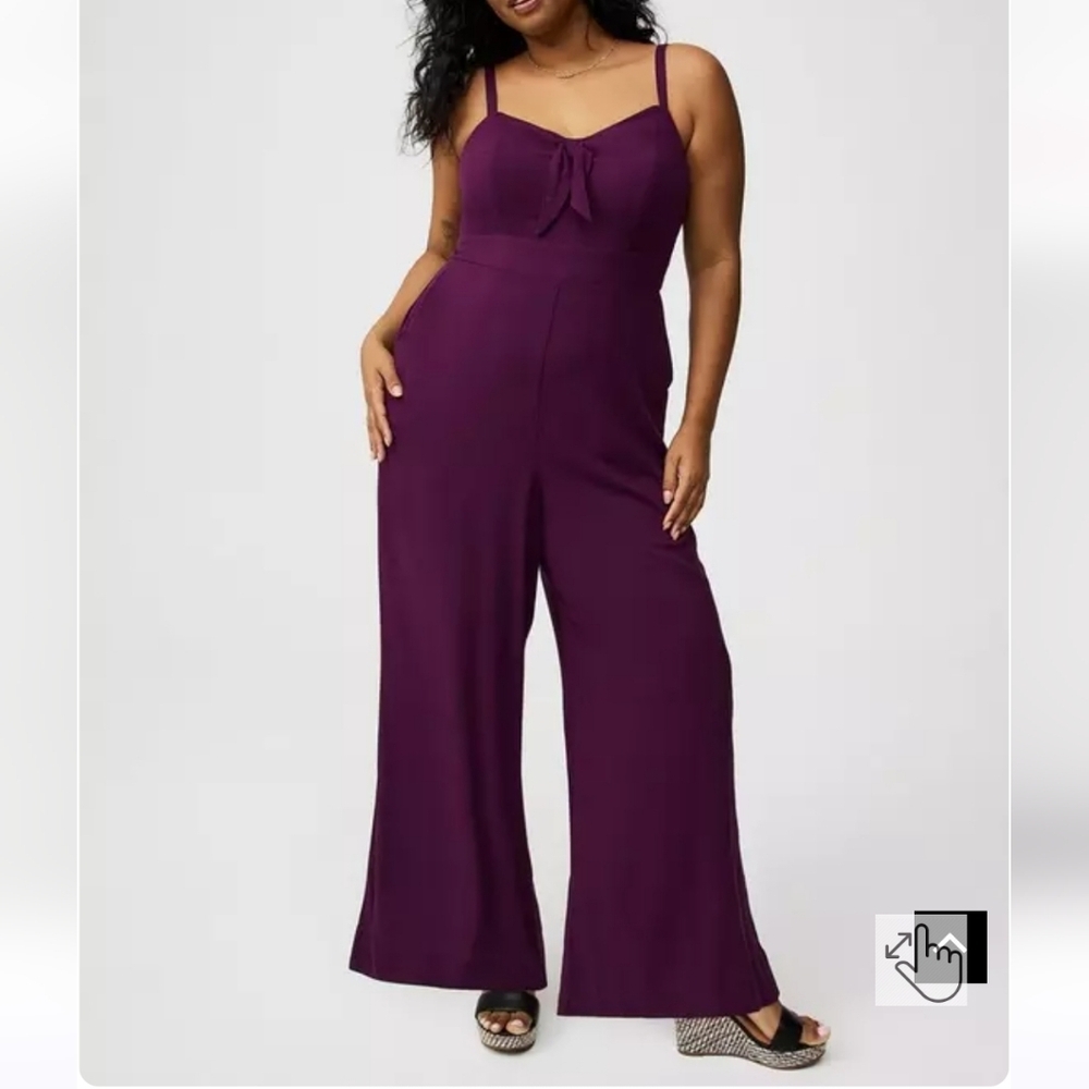✨️HOST PICK✨️🆕️ 3X WINE FRONT TIE RAYON JUMPSUIT